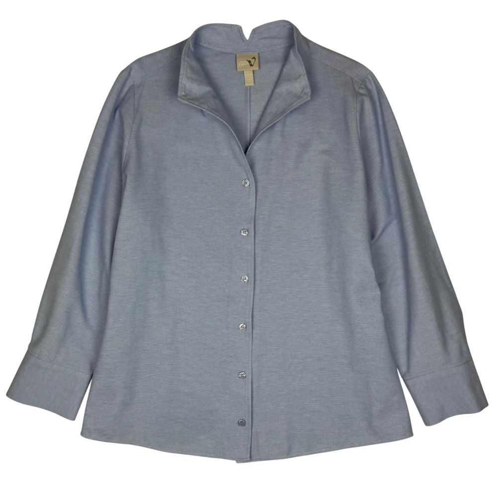Ulla Popken Von Landen Updated Oxford Blouse Plus Size 20/22 Blue Career Classic